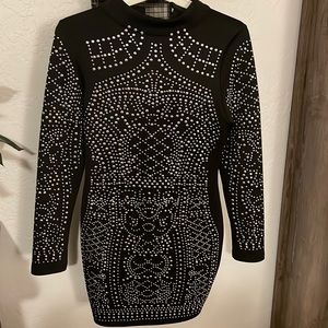 Small NYE party occasion dress silver embellishment